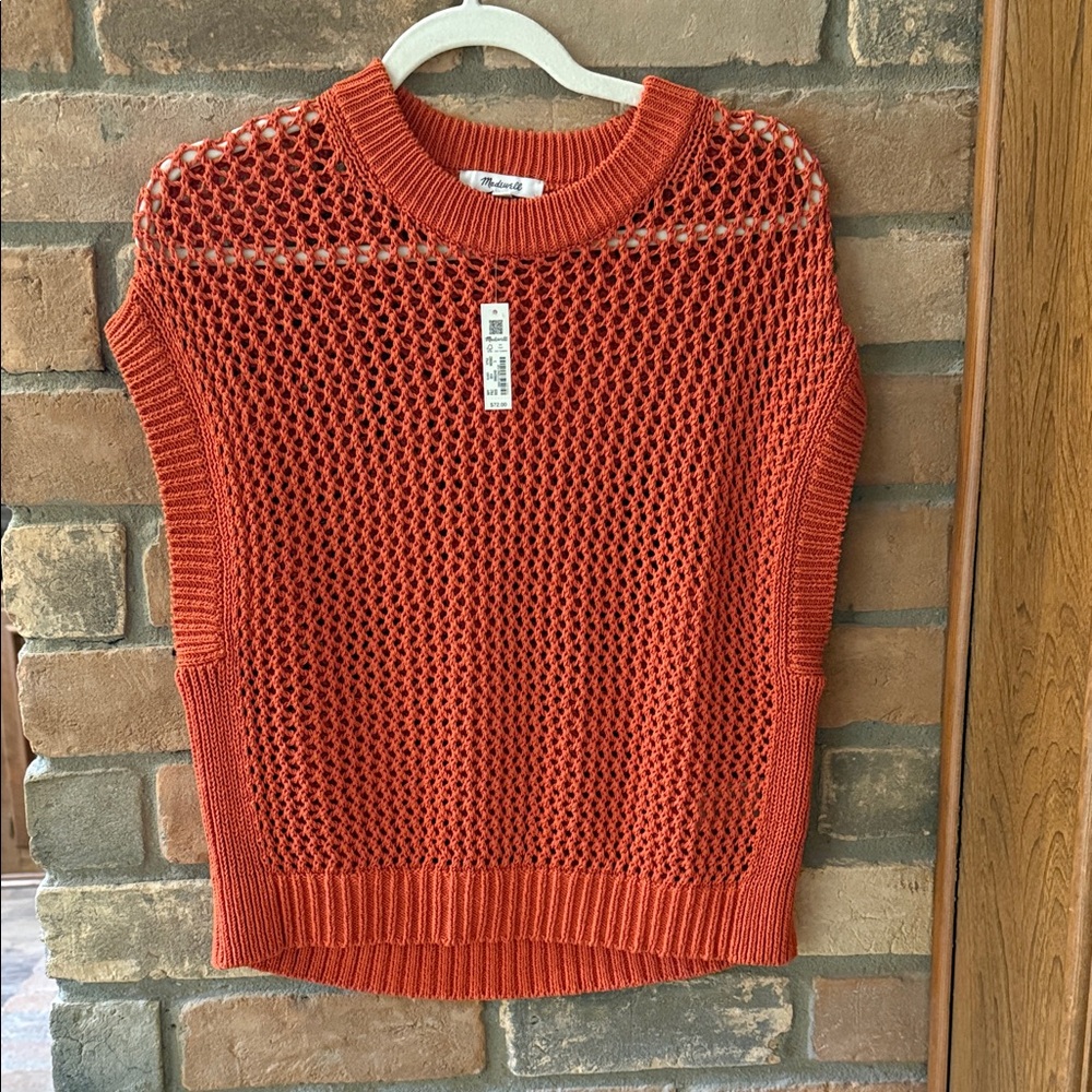 Madewell Women's Open-Knit Rust Sweater
